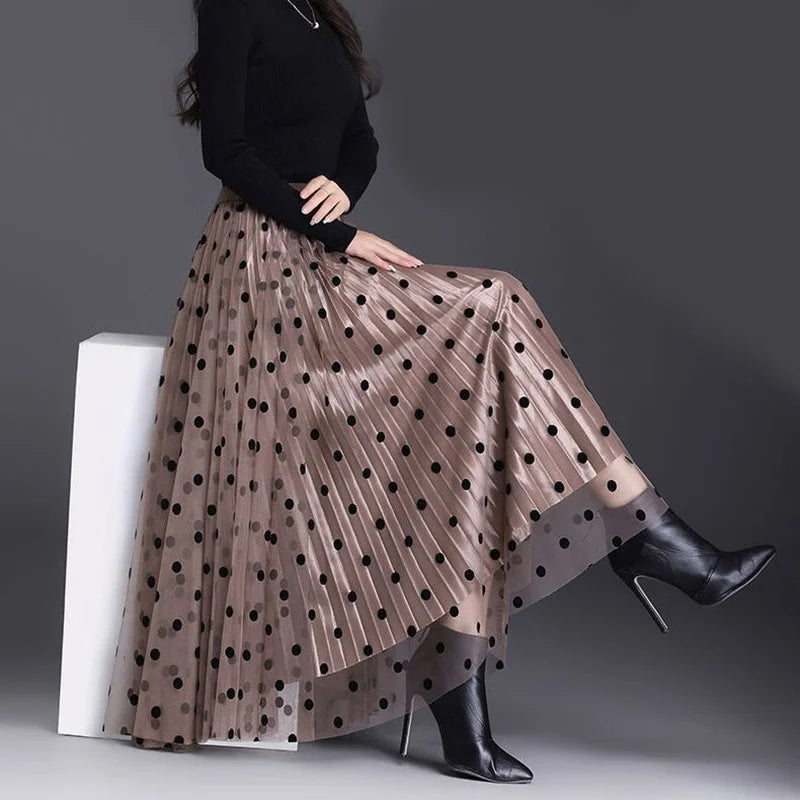 Women's Floral Lace Mesh A-Line Skirt – High Waist Big Swing Elegant Midi Skirt | Spring Summer