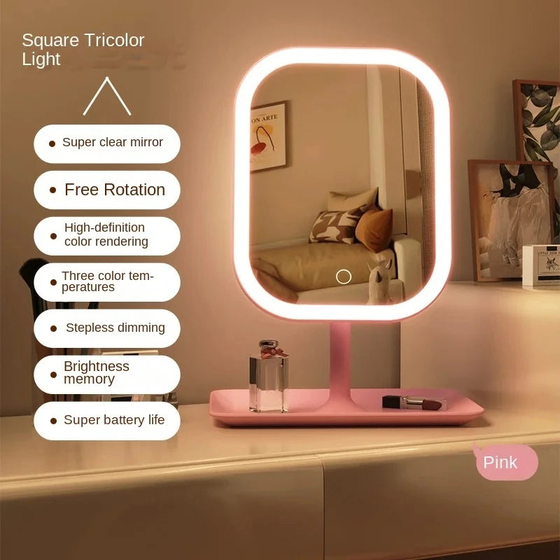Espelho de Maquiagem com Luz LED Touch Control 3 Tons de Luz para Penteadeira e Quarto