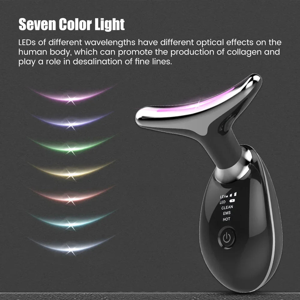 Aparelho EMS Facial e Pescoço com LED Lifting Anti-Rugas Firmeza e Rejuvenescimento da Pele