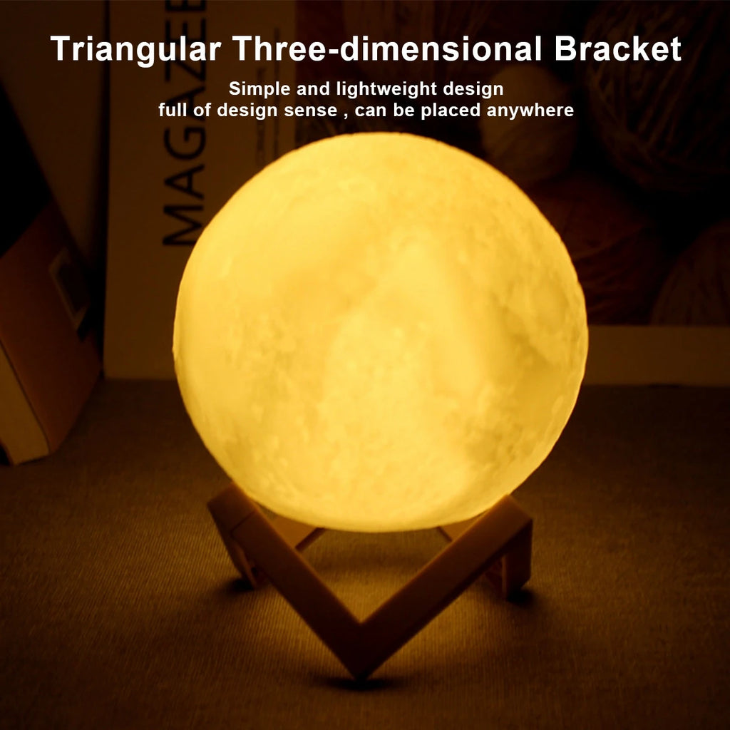 Luminária Lua LED Noturna com Suporte Decorativa para Quarto Infantil e Presentes