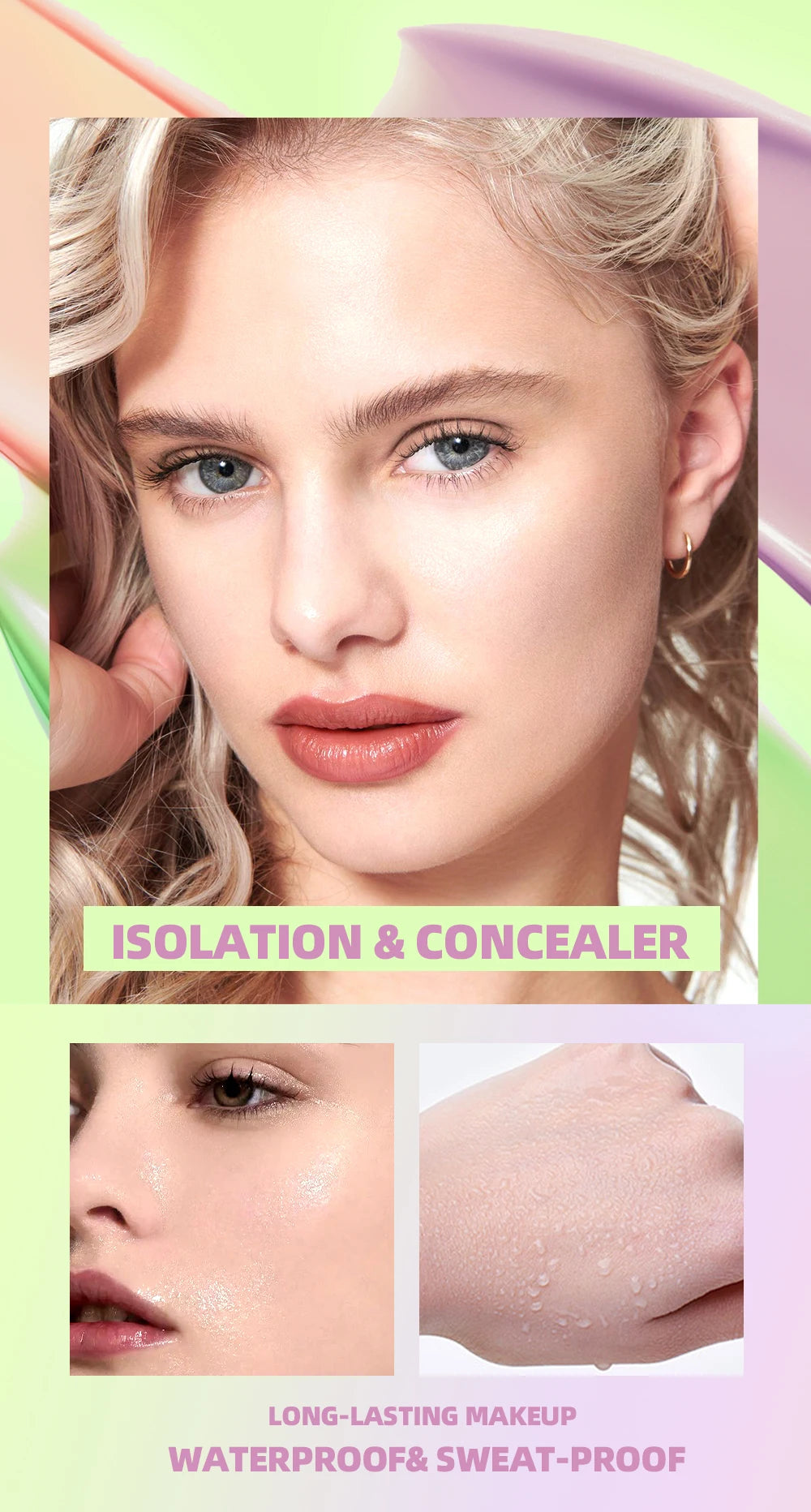 Corretivo Líquido 3 em 1 Primer Base e Iluminador Facial 40g para Todos os Tipos de Pele