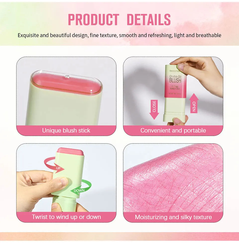 Blush Stick 3 em 1 que Muda de Cor com a Temperatura para Bochecha Lábios e Contorno 19g