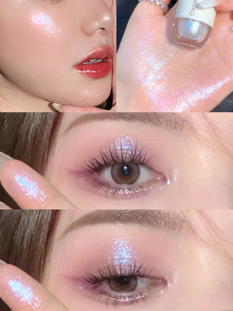 Sombra Líquida Perlada com Glitter e Brilho Intenso Waterproof Longa Duração 6 Cores