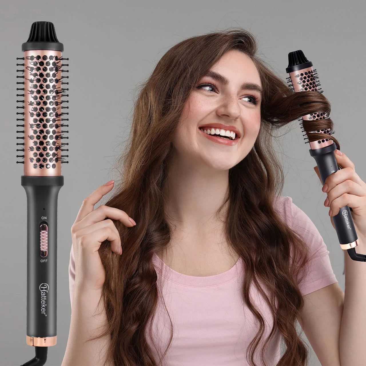 Escova Elétrica Modeladora de Cachos com Pente Térmico até 160°C para Cabelos Curtos e Longos