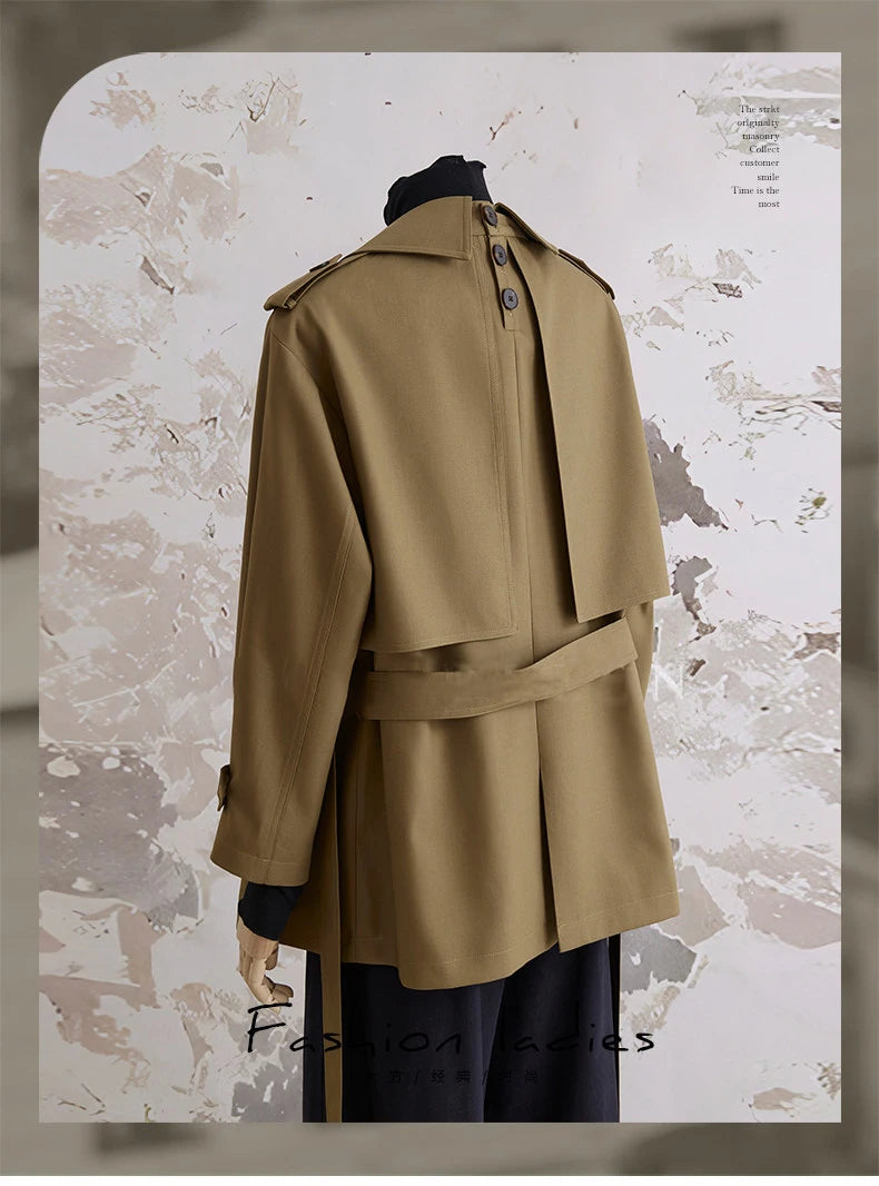 Women's Luxury Trench Coat | Double-Breasted Belted Jacket | British Office Style