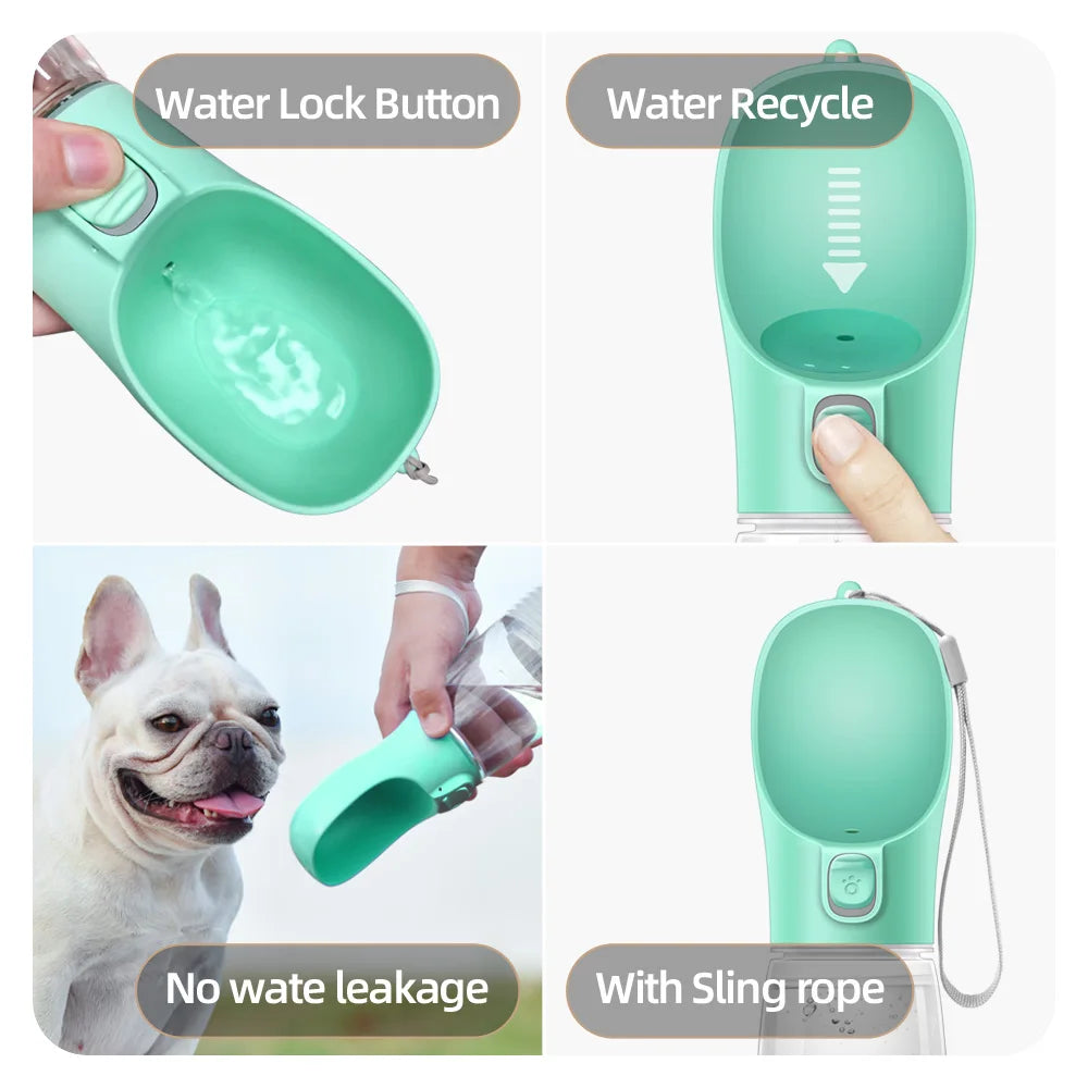 Garrafa de Água Portátil para Cães e Gatos Anti-Vazamento para Passeios 300ml 350ml 550ml