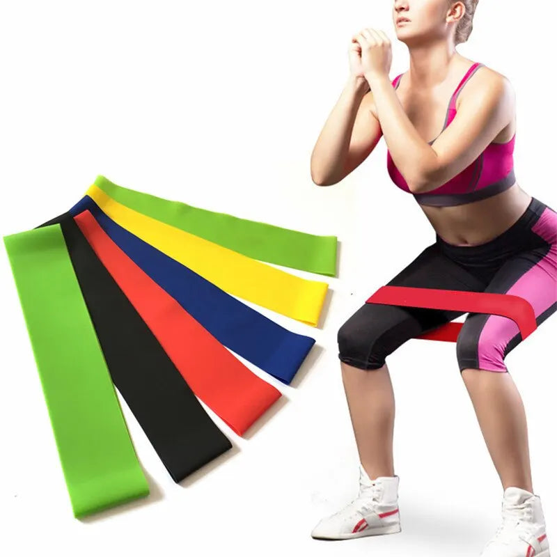 Kit 5 Faixas Elásticas de Resistência para Yoga Agachamento Glúteos e Alongamento