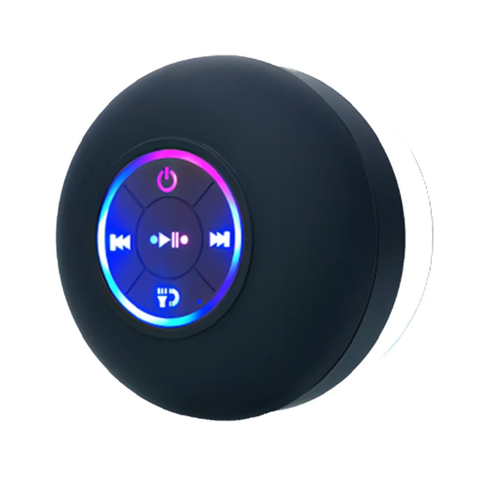 Caixa de Som Bluetooth Portátil com LED e Ventosa IPX4 À Prova d’Água para Banheiro e Ar Livre