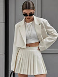 Women's Two-Piece Skirt Suit – Long Sleeve Notched Collar Top & Mini Skirt | Office Lady Spring Fashion