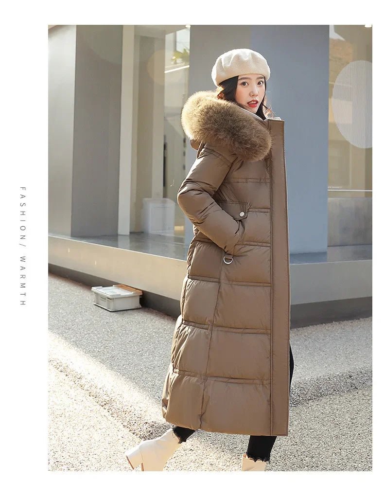 Women's X-Long Padded Parka – Faux Fur Collar Cotton Jacket | 8 Colors M–XXL