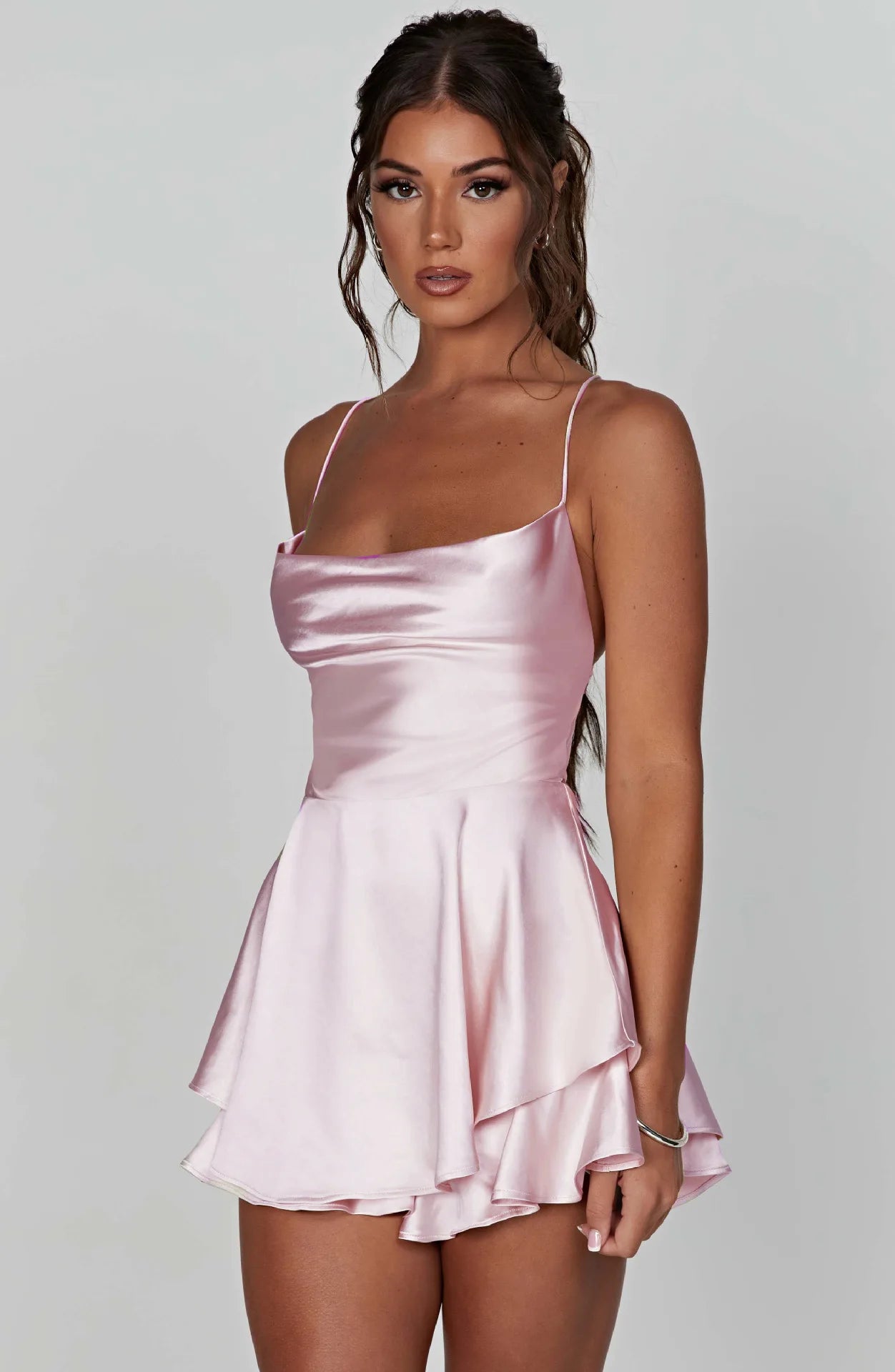 Backless Spaghetti Strap Mini Dress – Slim Fit Slash Neck | Women's Sexy Club & Party Wear
