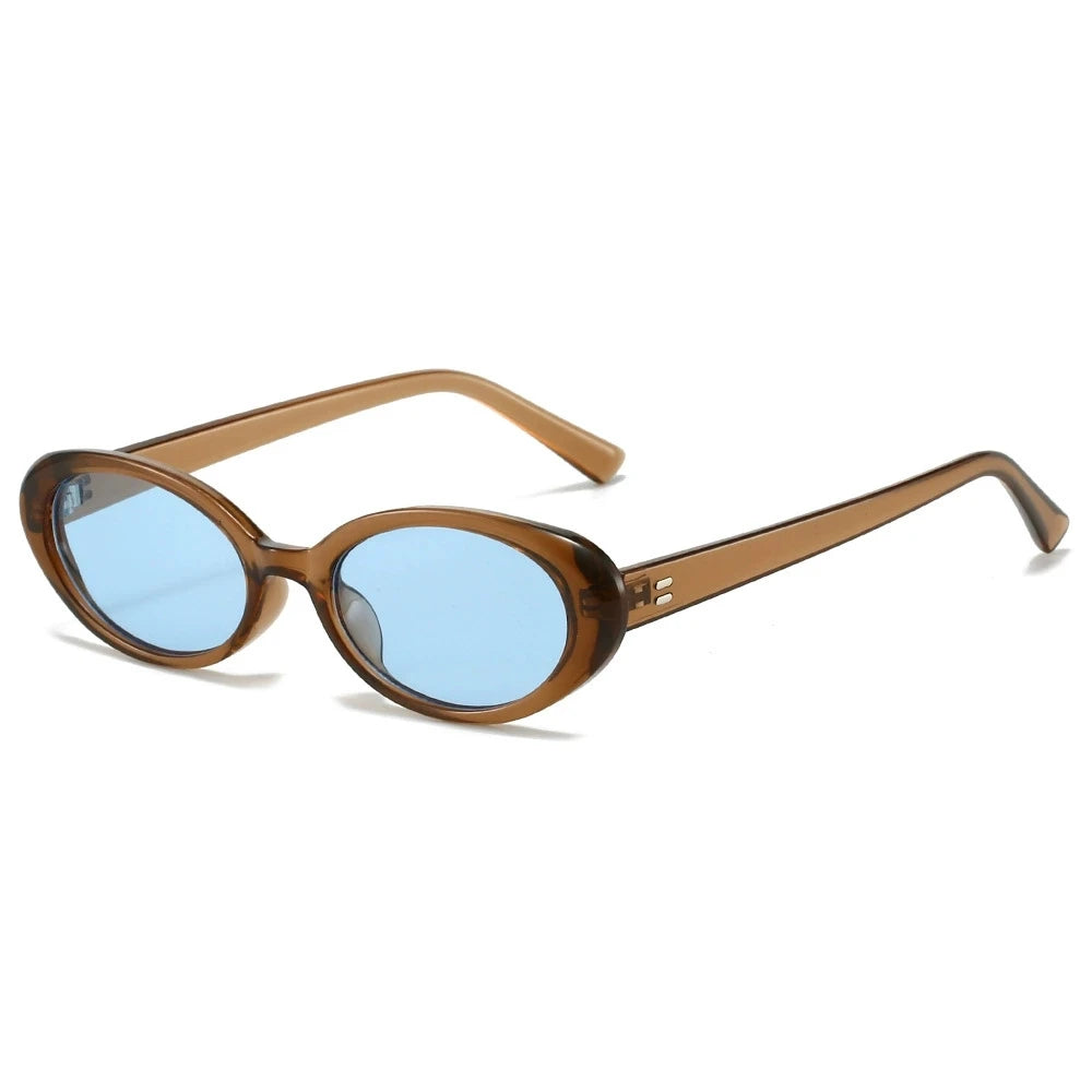 Óculos de Sol Oval Pequeno Retrô Vintage com Lentes Gradiente UV400 Unissex