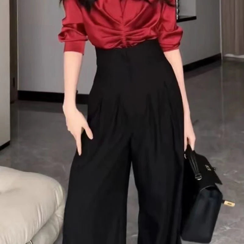 Women's Ultra High-Waist Wide Leg Pants – Straight Loose Suit Trousers for Office & Casual