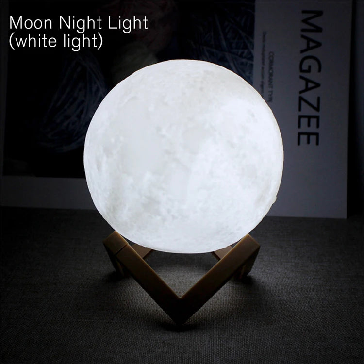Luminária Lua LED Noturna com Suporte Decorativa para Quarto Infantil e Presentes