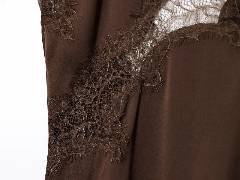 Women's Lace Slip Mini Dress – Backless Asymmetric Spaghetti Strap Party Dress