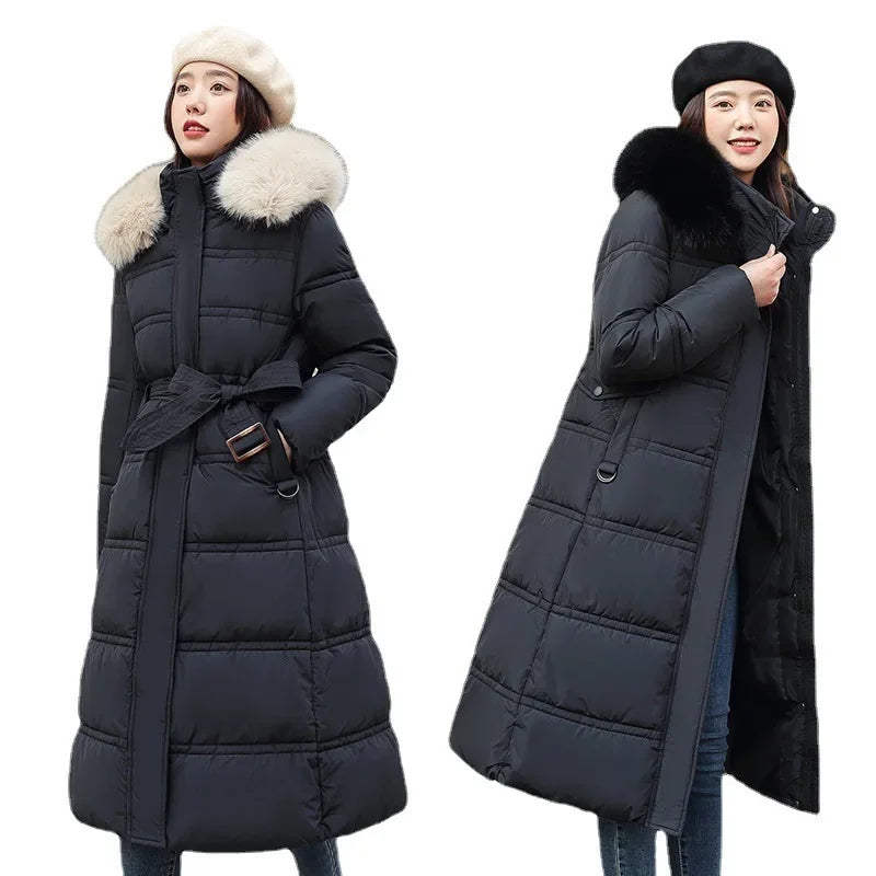 Women's X-Long Padded Parka – Faux Fur Collar Cotton Jacket | 8 Colors M–XXL