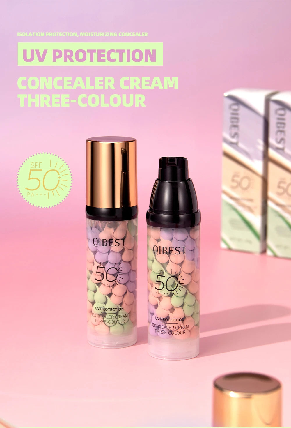 Corretivo Líquido 3 em 1 Primer Base e Iluminador Facial 40g para Todos os Tipos de Pele