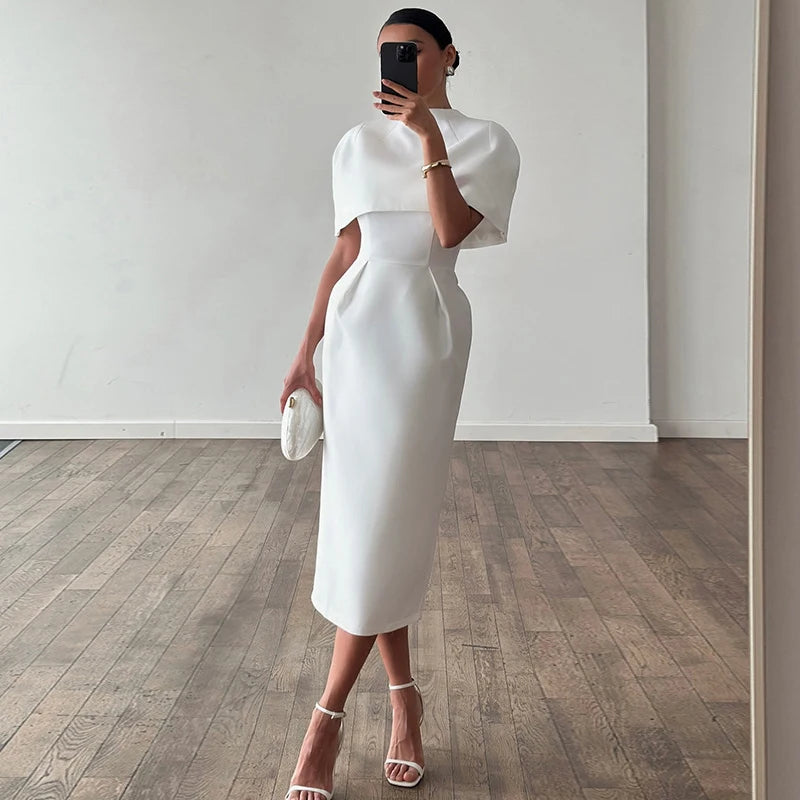 Women's Elegant Shawl 2-Piece Set | Square Collar Sleeveless Dress & Shawl Top | Summer 2026