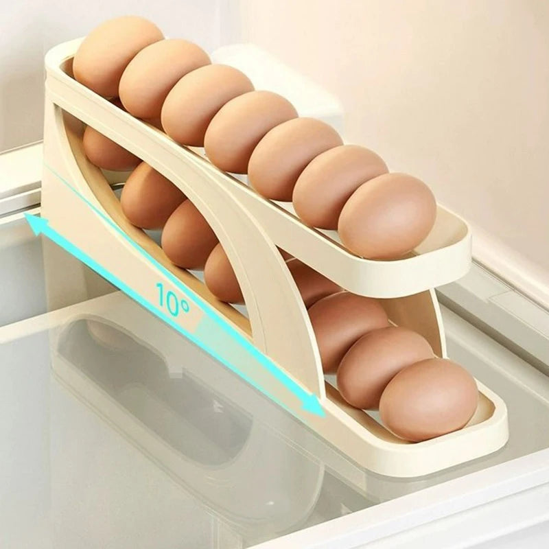 Porta-Ovos Automático Deslizante Organizador de Ovos para Geladeira e Cozinha