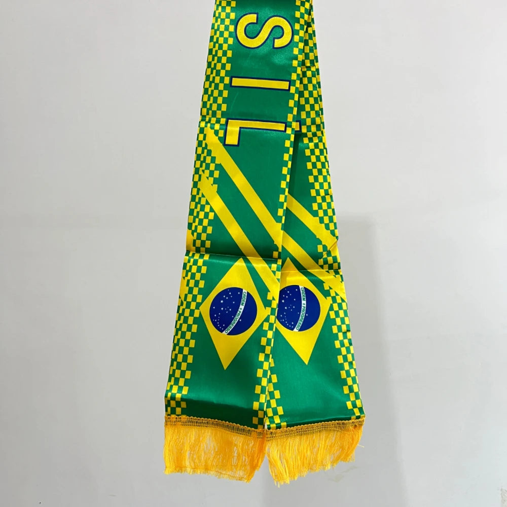 Cachecol Bandeira do Brasil 14x130cm em Poliéster para Torcida Esportes e Decoração
