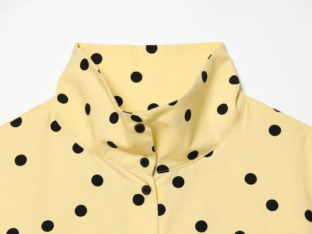 Women's Polka Dot Jacket & Shorts Set – Chic 2-Piece Street Style Suit