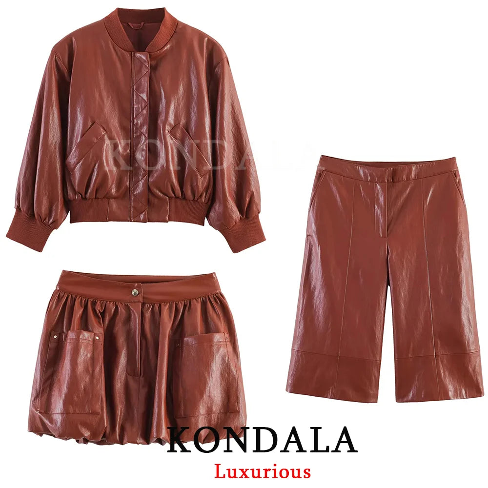 Women's Solid Chic Suit Set – Zipper Top, Mini Skirt & Shorts | High Street Spring Fashion