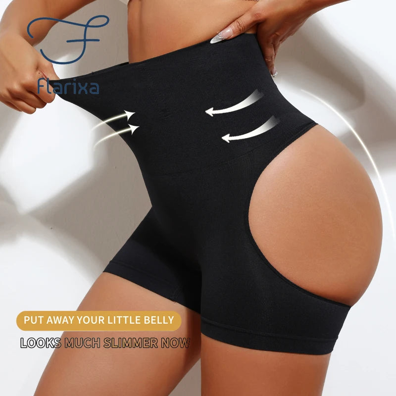 Calcinha Modeladora de Cintura Alta com Levanta Bumbum Slim Shorts Feminina em Nylon e Elastano