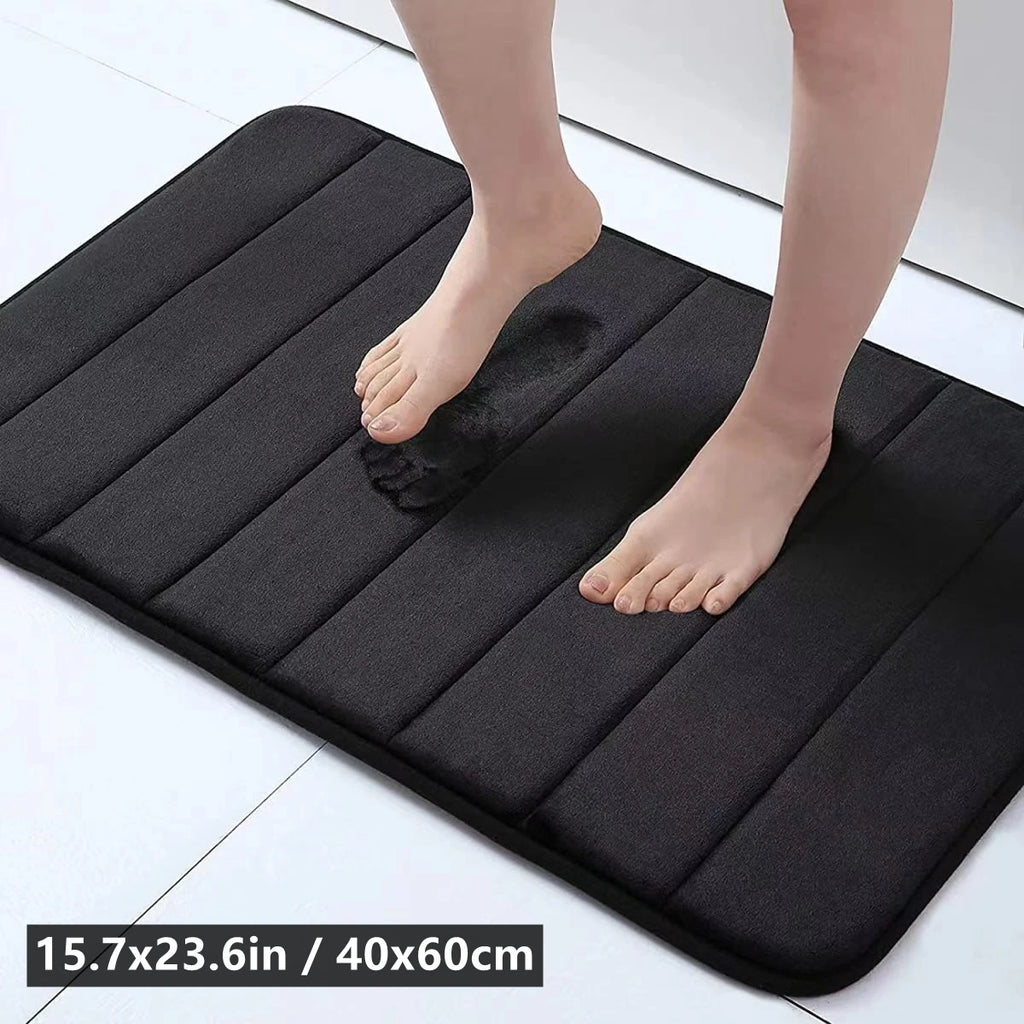 Tapete de Banheiro Flanelado Listrado Macio e Antiderrapante para Box e Porta 40x60cm