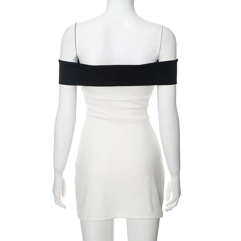 Off Shoulder Bow Mini Dress – Slim Fit Sleeveless | Women's Sexy Club & Party Streetwear