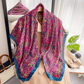 Xale Quadrado de Cetim 110x110cm Estampado Feminino Multifuncional para Praia, Cabelo e Hijab