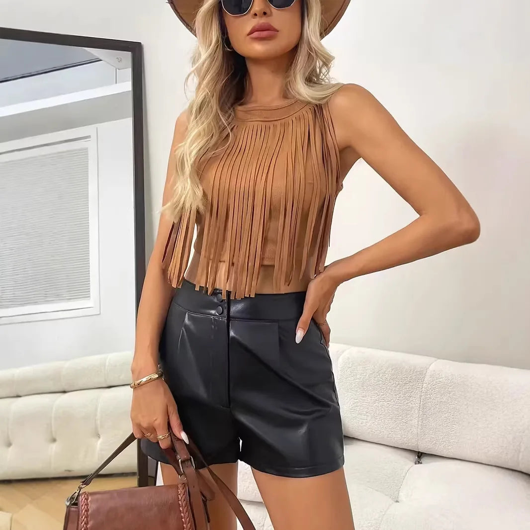 Women's Tassel Sleeveless Top | European American Trendy Fringe Vest | Spring Summer