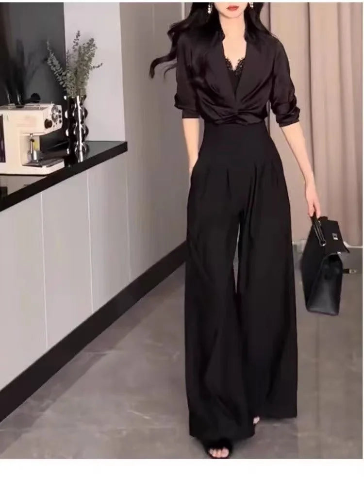 Women's Ultra High-Waist Wide Leg Pants – Straight Loose Suit Trousers for Office & Casual