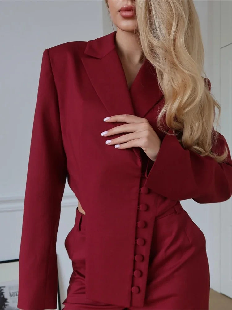 Women's Knit Blazer & Wide Leg Pants Set – Turn-Down Collar | Casual Autumn Winter Fashion 2026