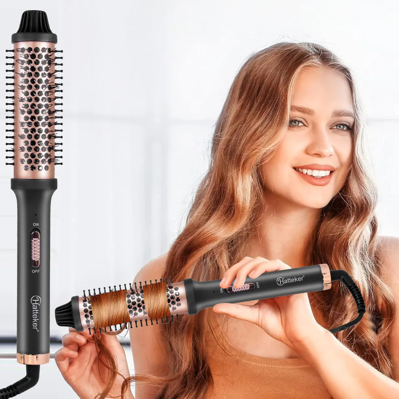 Escova Elétrica Modeladora de Cachos com Pente Térmico até 160°C para Cabelos Curtos e Longos