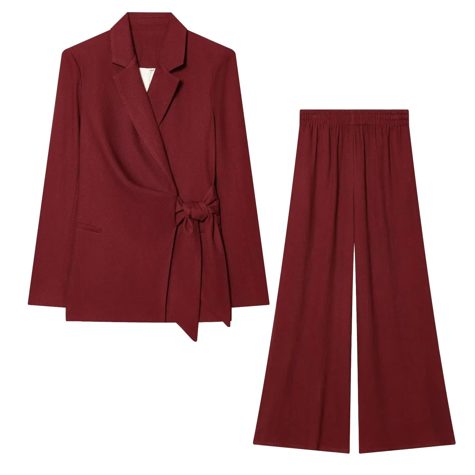 Women's Office Blazer & Wide Leg Pants Suit – Elegant 2-Piece Power Set