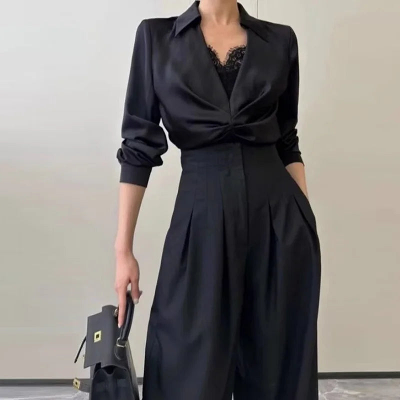 Women's Ultra High-Waist Wide Leg Pants – Straight Loose Suit Trousers for Office & Casual