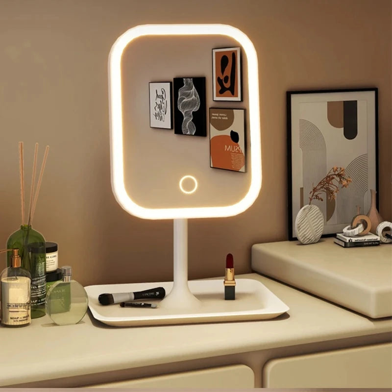 Espelho de Maquiagem com Luz LED Touch Control 3 Tons de Luz para Penteadeira e Quarto