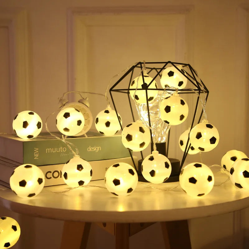 Football Party Themed Decor Football Shaped String Lights Festival Atmosphere Lights Battery Powered