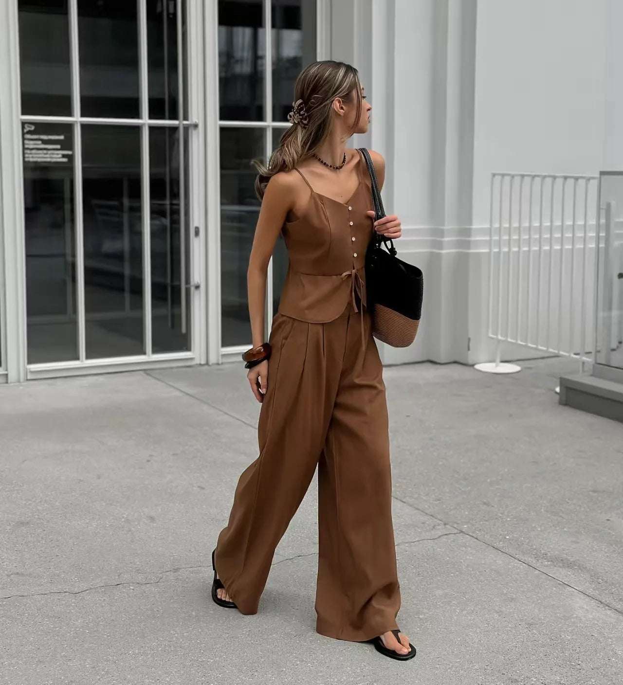 Women's Sleeveless Two-Piece Set – Strapless Top & High Waist Pants | Spring Summer Streetwear