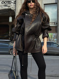 Women's Textured PU Leather Jacket | Urban Lapel Asymmetric Loose Biker Coat | Autumn Winter