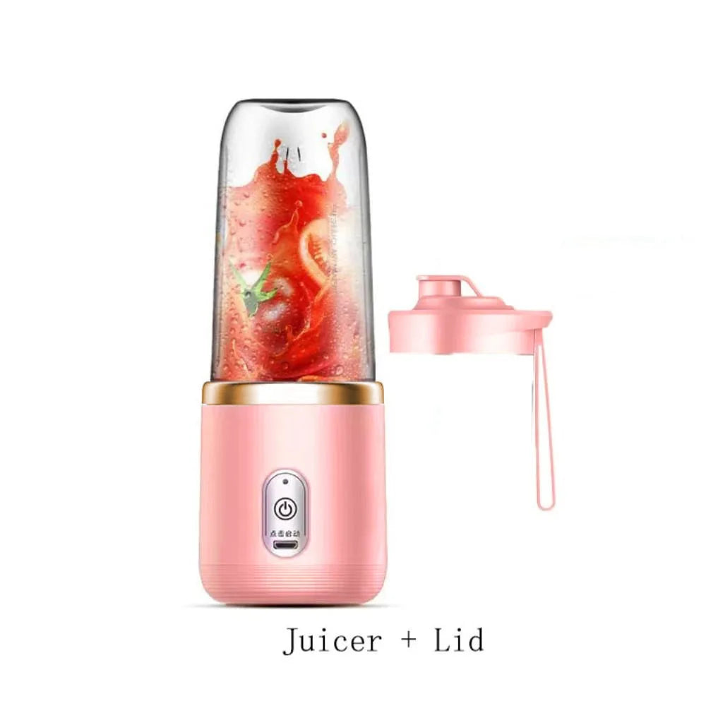 Liquidificador Portátil Elétrico USB 400ml para Sucos Smoothies e Vitaminas com Tampa e Copo