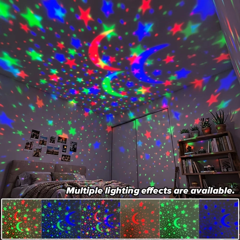 Projetor LED Céu Estrelado USB Luz Noturna Bola Mágica Lua e Estrelas para Decoração de Quarto