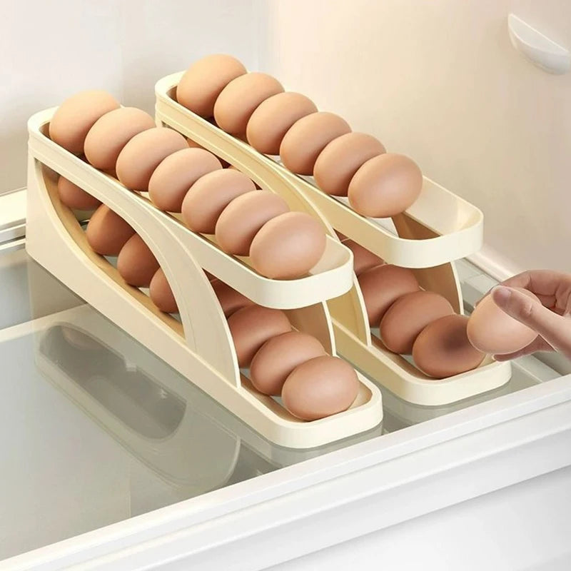 Porta-Ovos Automático Deslizante Organizador de Ovos para Geladeira e Cozinha