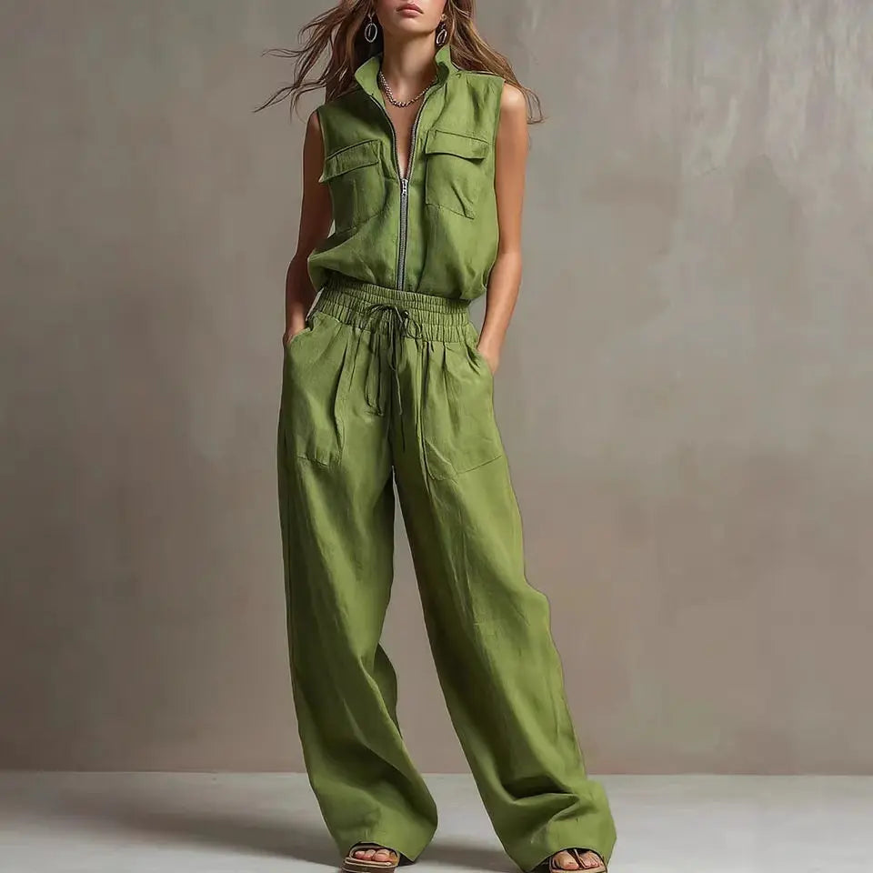 Women's 2-Piece Tank Top & Wide Leg Pants Set – Casual Summer Suit