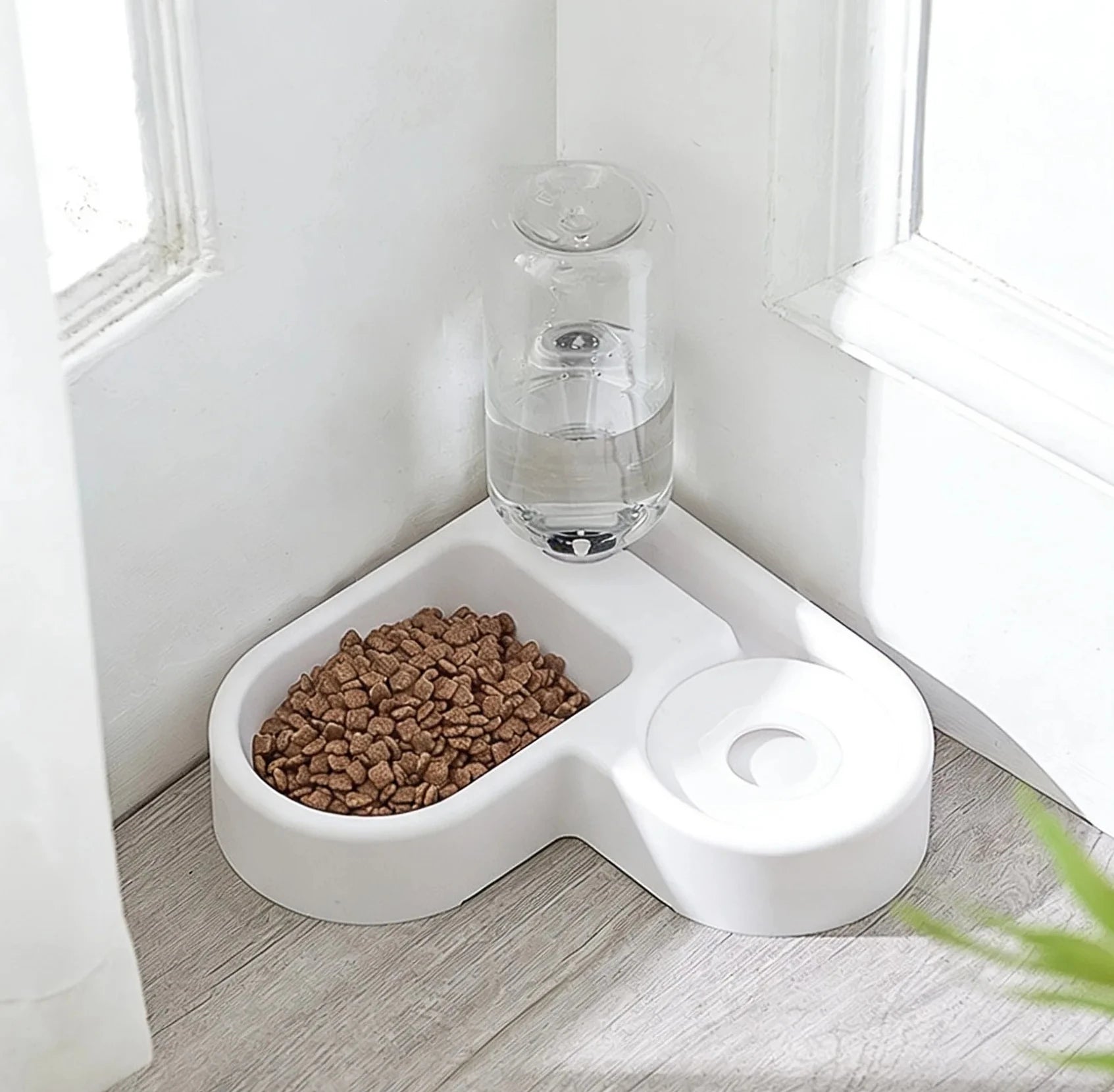 Comedouro Duplo de Plástico para Cães e Gatos Tigela de Ração e Água para Pets de Pequeno Porte