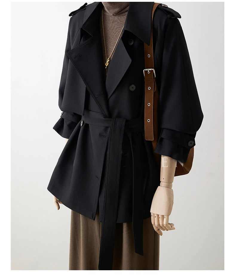 Women's Luxury Trench Coat | Double-Breasted Belted Jacket | British Office Style
