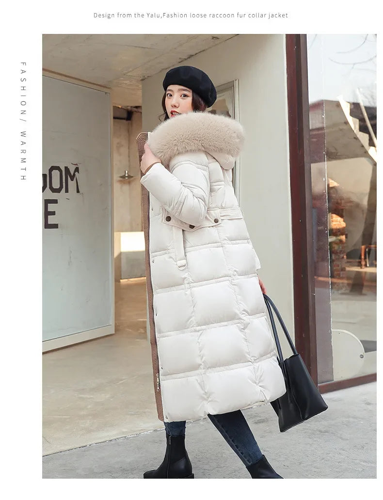 Women's X-Long Padded Parka – Faux Fur Collar Cotton Jacket | 8 Colors M–XXL