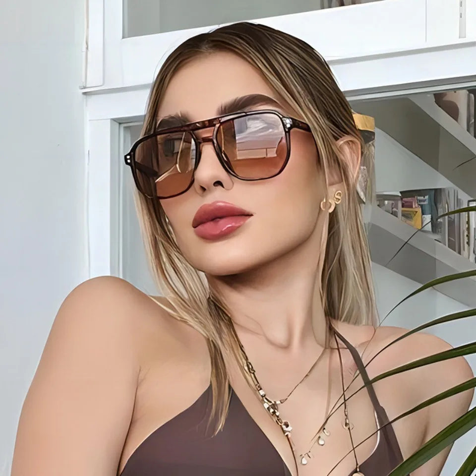 Óculos de Sol Quadrado Punk Retrô Feminino com Proteção UV400 para Praia e Viagem