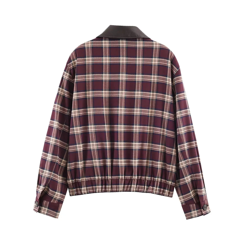 Women's Plaid Two-Piece Set – High Waist Short Coat & Skirt | Autumn Winter Casual Chic Fashion