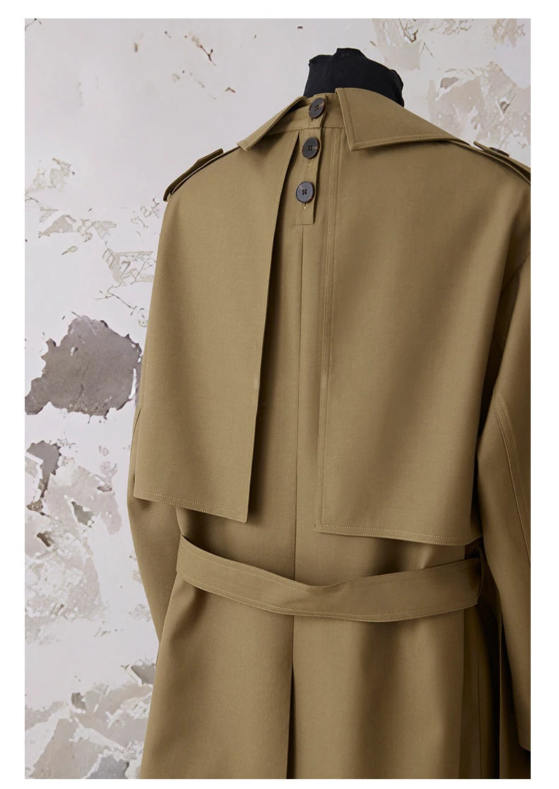 Women's Luxury Trench Coat | Double-Breasted Belted Jacket | British Office Style